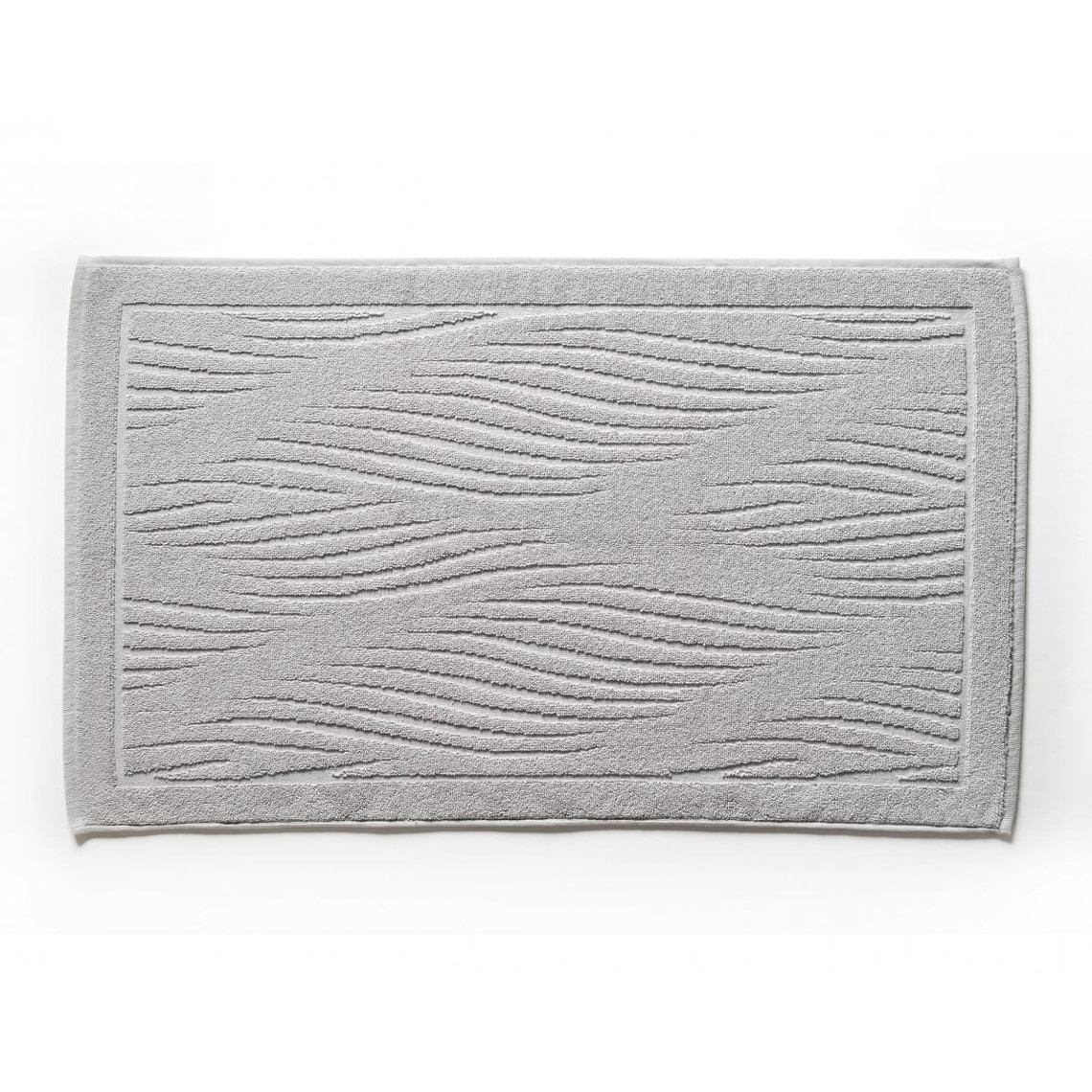 Tapis de bain motifs vagues gris perle- 800 g/m² 100% COTON