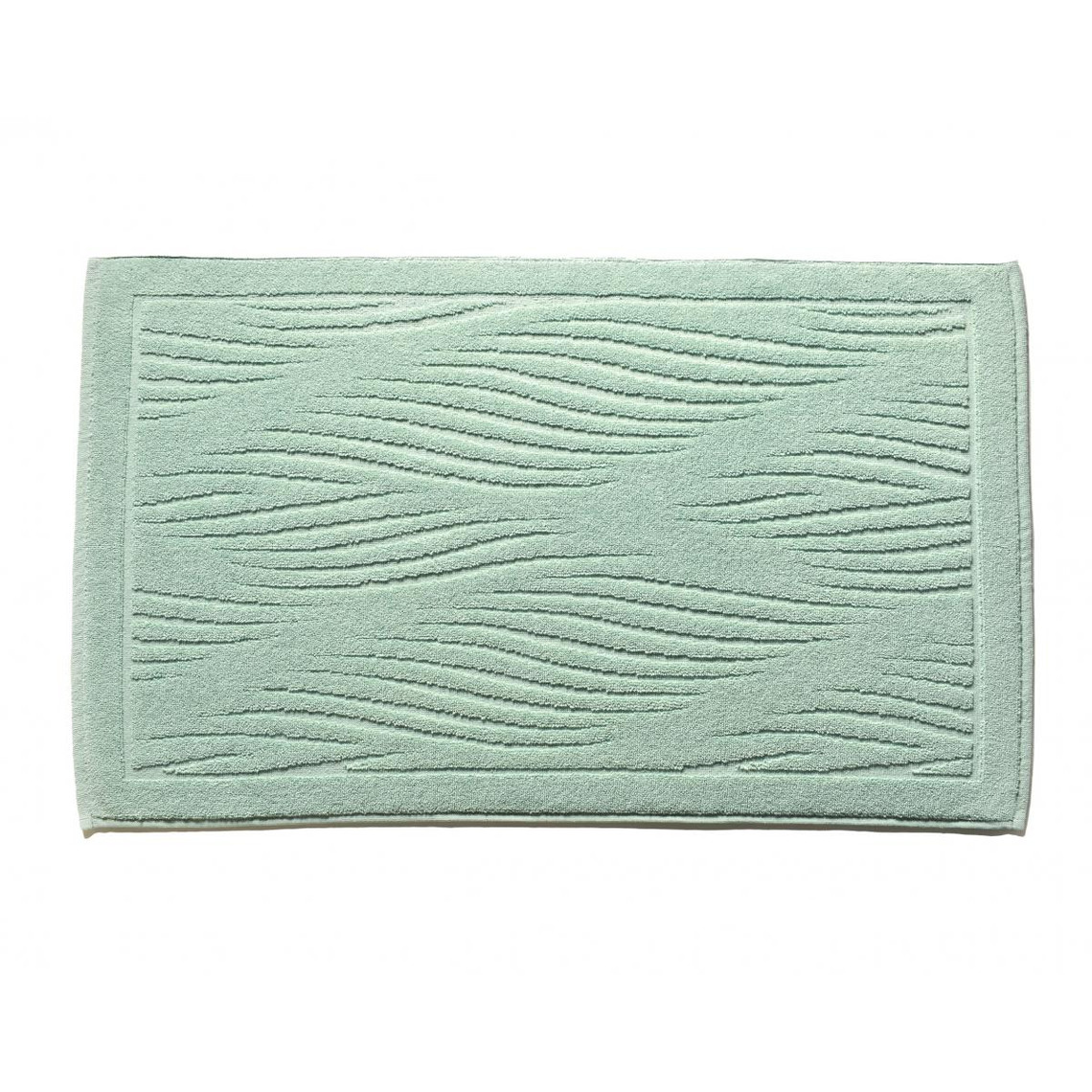 Tapis de bain motifs vagues vert amande- 800 g/m² 100% COTON