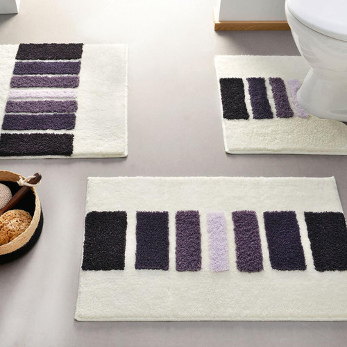 Tapis contour WC à motifs géométriques et antidérapant SONIA Violet  - becquet - Cuisine salle de bain