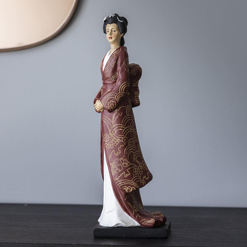 Statuette Femme Japonaise YOKO Rouge  becquet  - Objet deco design