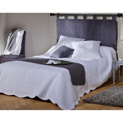 Boutis ou couvre lit uni coton Becquet - Blanc - becquet - Journee du sommeil