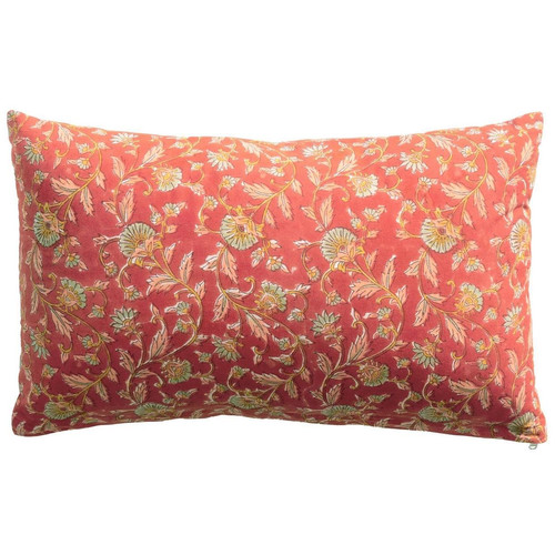 Coussin orange corail en coton INDI   - becquet - Textile design