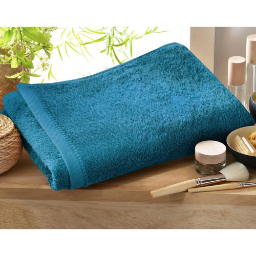 Drap de bain bleu Lagon LAUREAT en coton - Serviette draps de bain