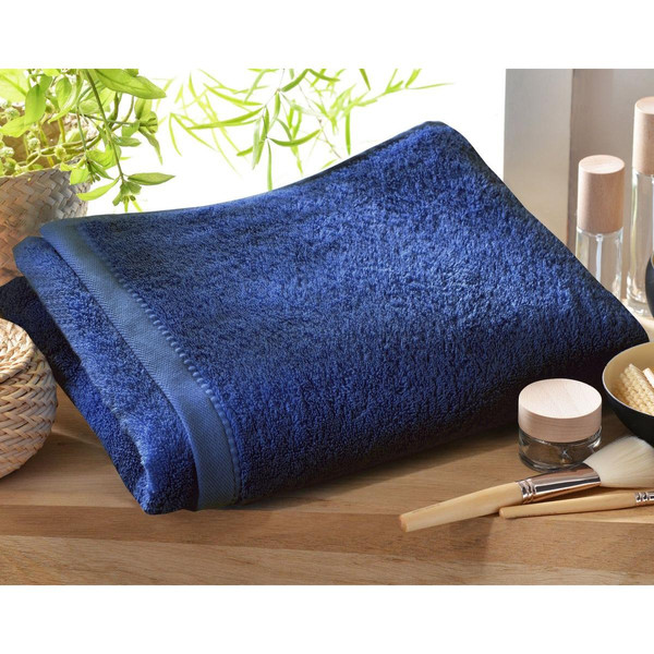 Drap de bain bleu Orage LAUREAT en coton