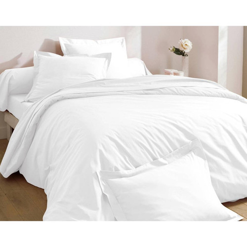 Drap-housse Blanc en percale de coton  - becquet - Promos chambre lit