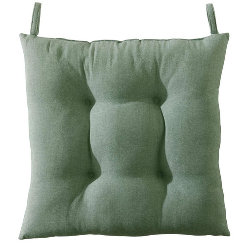 Galette de chaise vert en coton 40x40 CABOURG  - becquet - Deco luminaire becquet