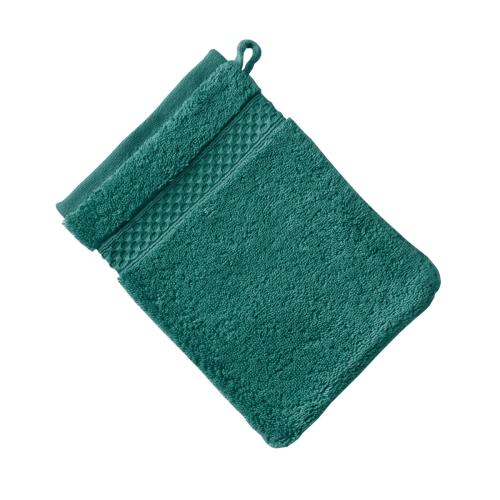 Gant de toilette en coton AIRDROP vert paon  - becquet - Tout le linge de bain