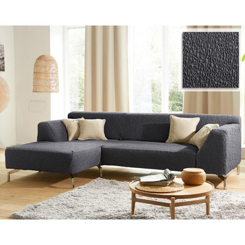 Housse canapé 3 pl. ROC - gris foncé becquet  - Textile design