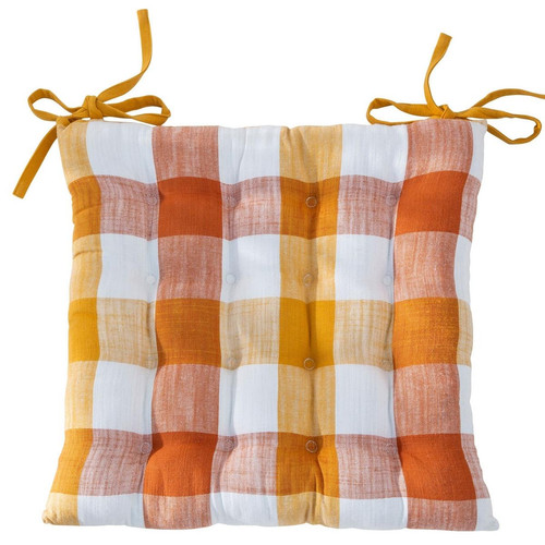 Lot de 2 galettes de chaise orange terracotta en coton 40x40 MADRAS - becquet - Textile design