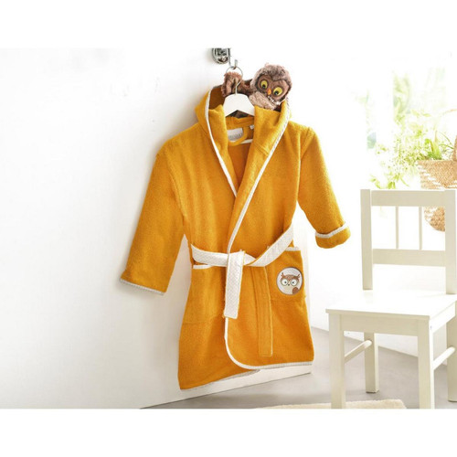 Peignoir enfant jaune PETITES BETES  en coton becquet  - Linge de bain enfant