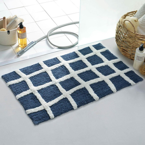 Tapis de bain bleu marine en coton 50x80 ABYSSALE  becquet  - Cuisine salle de bain