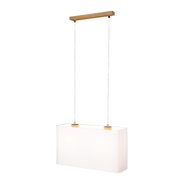 Lampe pendante 2xE27 Max.40W Chêne huilé/PVC transparent/Blanc Cadre