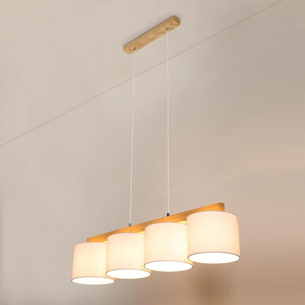 Lampe suspendue 4xE27 Max.25W Chêne huilé/PVC transparent/Blanc Aprillia