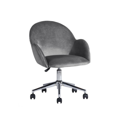 Chaise de bureau ajustable à roulettes en velours chiozza Gris - Calicosy - Nouveautes rangement