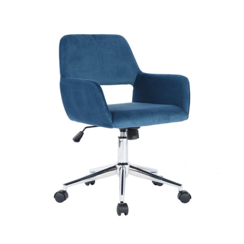 Chaise de bureau ajustable   en velours Ross Bleu Calicosy  - Mobilier de bureau