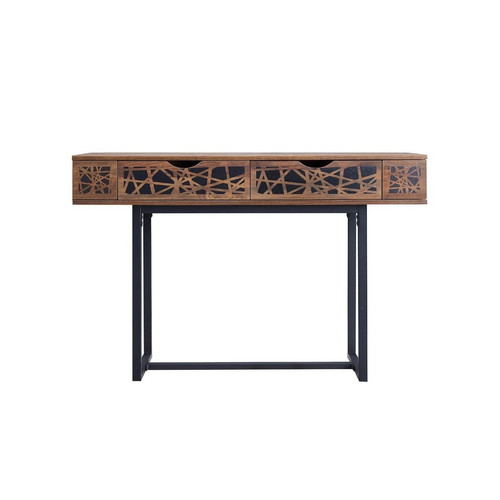 Console 2 tiroirs décor bois et motifs noirs Anaêlle - Calicosy - Edition authentique