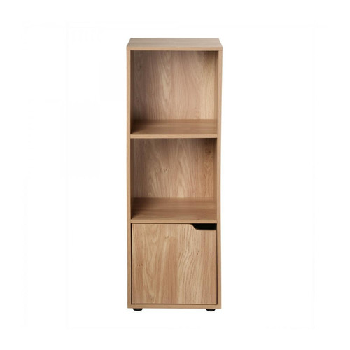 Bibliothèque 3 cases avec une porte en bois - Calicosy - Salon meuble deco