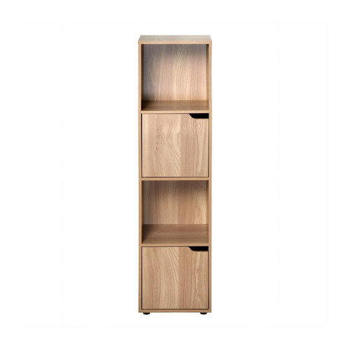 Bibliothèque 4 Cases et 2 portes en bois Calicosy  - Meuble bibliotheque design