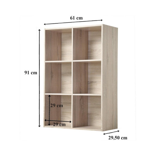 Meuble à 6 cases en bois Beige - Calicosy - Meuble bibliotheque design