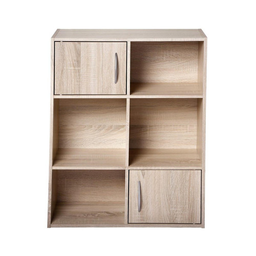 Meuble à 6 cases et  2 portes en bois beige Calicosy  - Meuble bibliotheque design