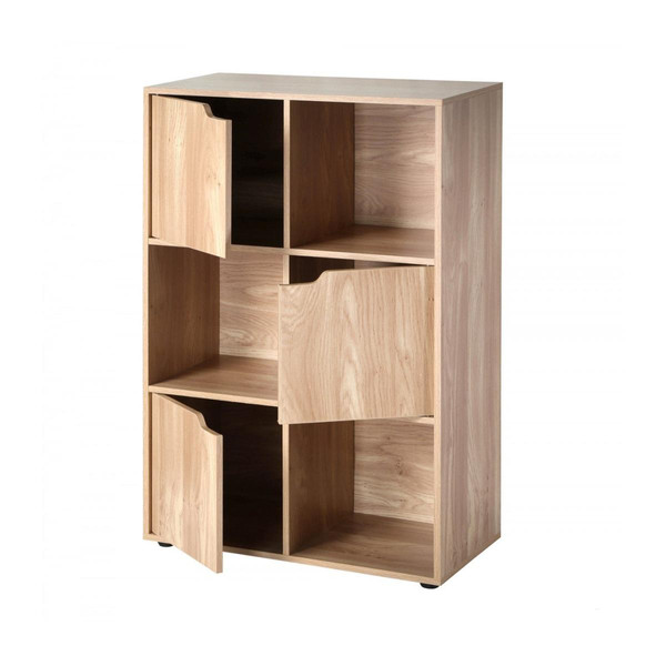 Bibliothèque à 6 cases avec trois portes en bois