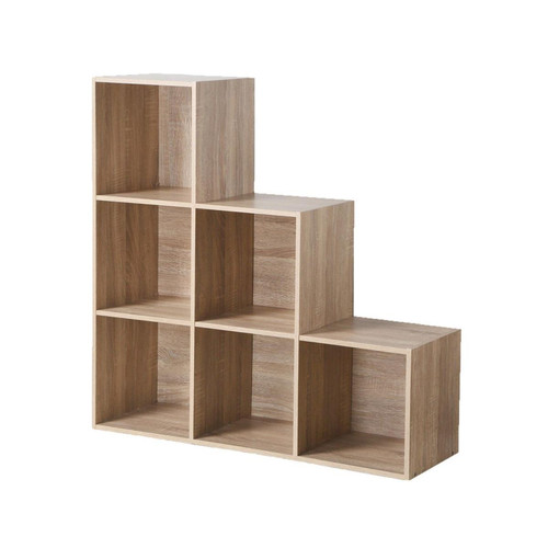 Meuble à 6 cases escalier en bois Beige Calicosy  - Meuble bibliotheque design
