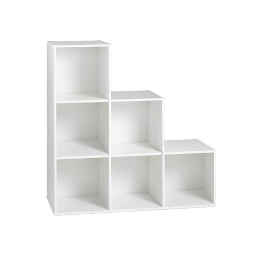 Meuble à 6 cases escalier en bois blanc Calicosy  - Meuble bibliotheque design