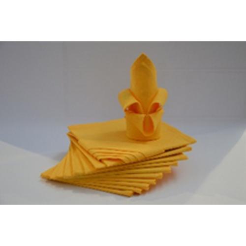 Lot de 12 serviettes de table carré en coton jaune Calitex  - Serviette de table