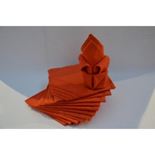 Lot de 12 serviettes de table carré en coton orange - Calitex - Linge de table