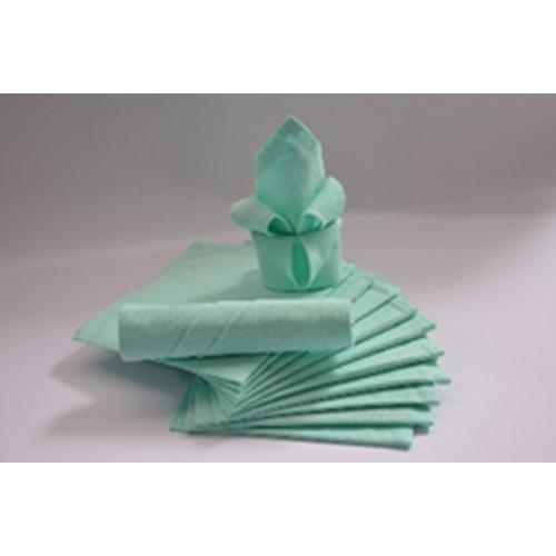 Lot de 12 serviettes de table carré en coton vert d'eau Calitex  - Nappes et serviettes