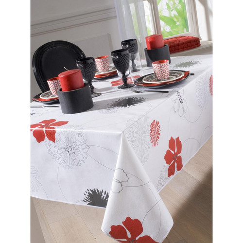 Nappe Toile Cirée RING FLOWER Rectangle Rouge - Calitex - Salle a manger