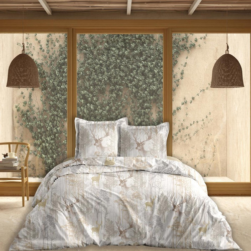PARURE TENDRE FORET TAUPE + 2 TAIES - Calitex - Chambre lit
