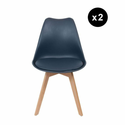Lot de 2 chaises scandinaves coque rembourée - bleu 3S. x Home  - Chaise bleu design