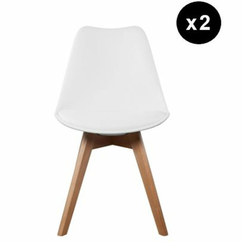 Lot de 2 chaises scandinaves coque rembourée - blanc 3S. x Home  - Lot de 2 chaises design