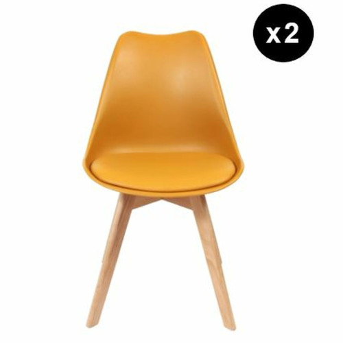 Lot de 2 chaises scandinaves coque rembourée - jaune - 3S. x Home - Lot de 2 chaises design