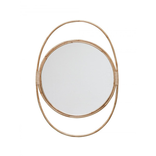 Miroir Rotin Rond Cadre Ovale Suspendu - Miroir design
