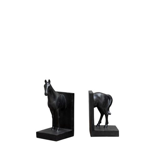 Serre-Livres Cheval Patine Noire - Statue noire