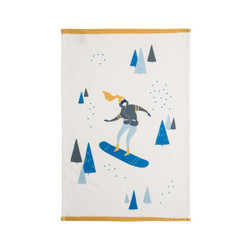 Torchon en coton imprimé, Snowboardeuse, Coucke