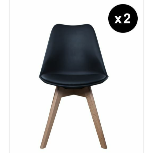 Lot de 2 chaises scandinaves coque rembourée - noir 3S. x Home  - Edition Authentique Salle à manger