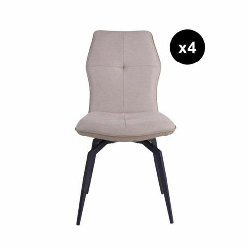 Lot de 4 chaises pivotantes avec assise en tissu et pieds en métal noir ANDY Taupe  - 3S. x Home - Chaise design