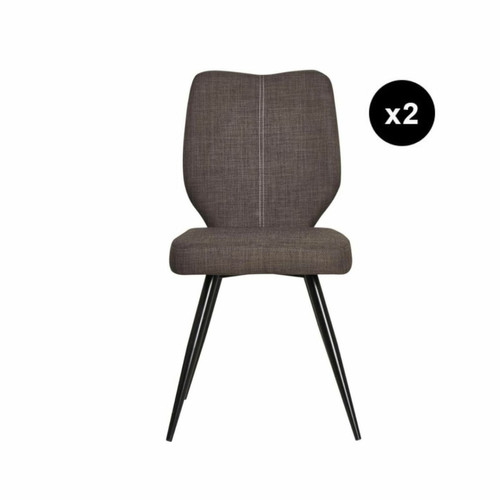 Lot de 2 chaises de salle à manger en tissu agrable et pied en métal BARBARA Marron 3S. x Home  - Chaise tissu design