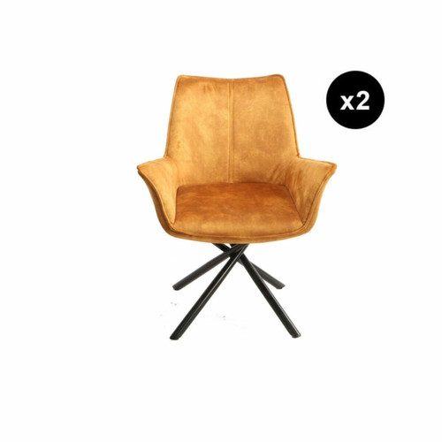 Lot de 2 chaises pivotantes assise en tissu BELLAGIO Or  - 3S. x Home - Chaise jaune design
