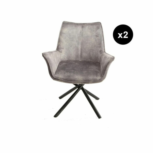 Lot de 2 chaises pivotantes assise en tissu BELLAGIO Gris Anthracite  3S. x Home  - Chaise metal design