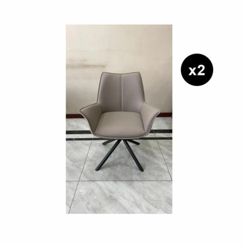 Lot de 2 chaises pivotantes BELLAGIO Taupe  3S. x Home  - Chaise design et tabouret design
