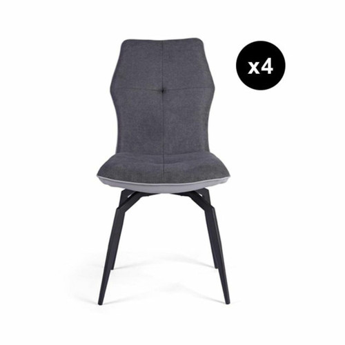 Lot de 4 chaises pivotantes avec assise en tissu et pieds en métal noir ANDY Grises 3S. x Home  - Chaise tissu design