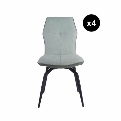 Lot de 4 chaises pivotantes avec assise en tissu et pieds en métal noir ANDY Vert  3S. x Home  - Chaise tissu design