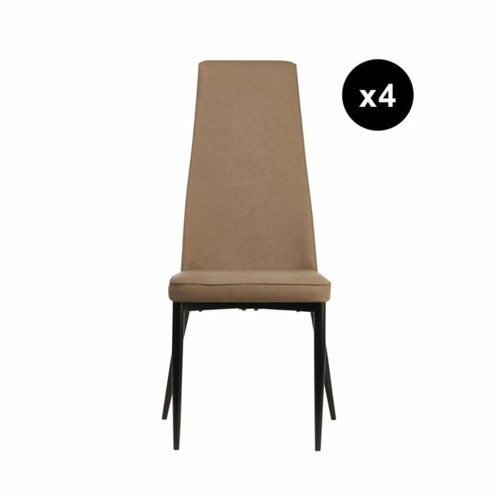 Lot de 4 chaises en cuir et pied en metal noir PRESTIGE Beige  3S. x Home  - Chaise metal design