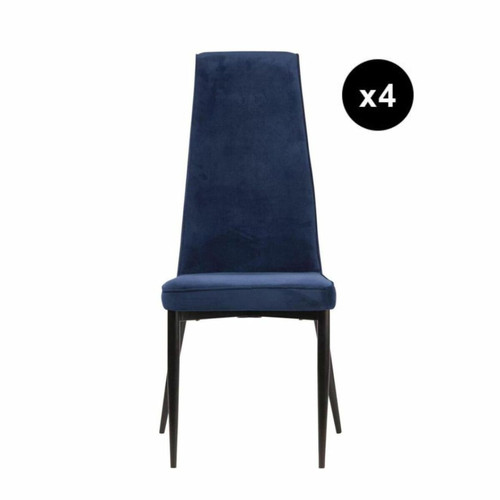 Lot de 4 chaises en velours et en metal PRESTIGE Bleu  3S. x Home  - Chaise metal design