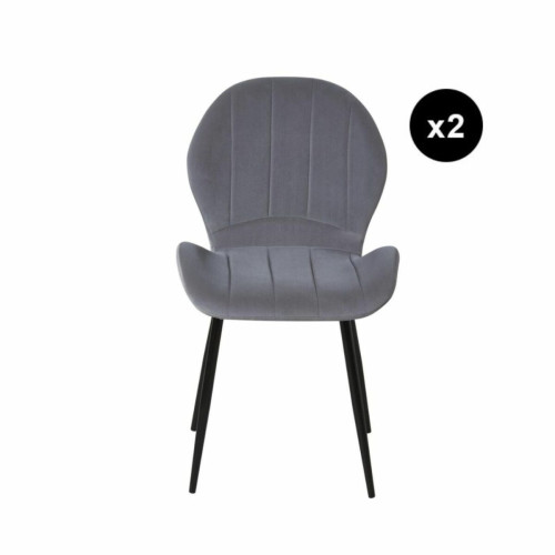 Lot de 2 chaises design en velours avec pieds en métal PRADO Gris 3S. x Home  - Chaise velours design