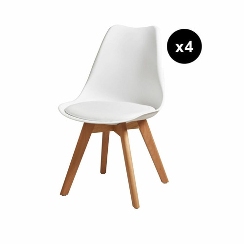  Lot de 4 Chaise 16173BL - BJORN Blanc  3S. x Home  - Chaise resine design